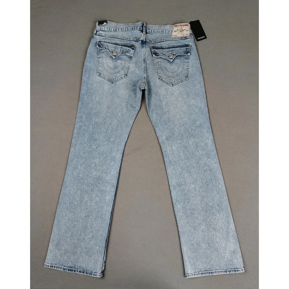 TRUE RELIGION BILLY Jeans Flap Pocket Stretchy 36x33½ Relax Bootcut Denim NEW